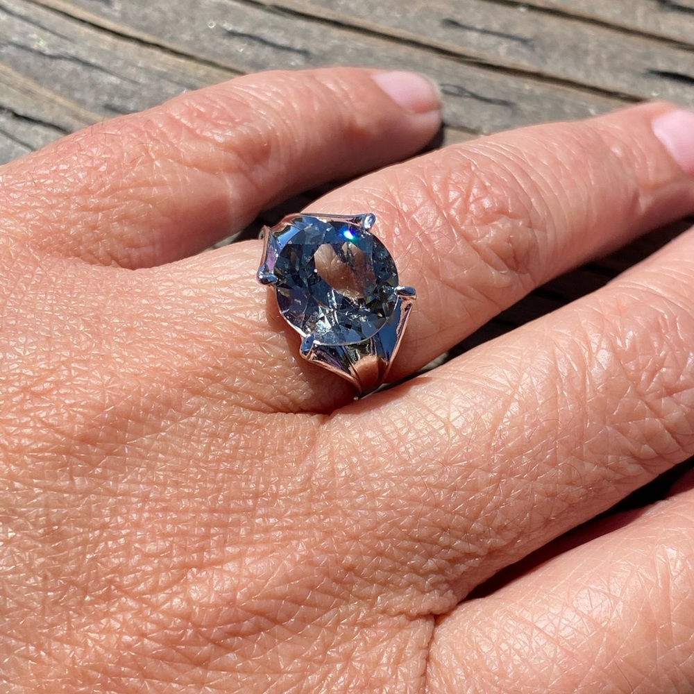 Round Cut Smoky Topaz Ring 14k gold plated
